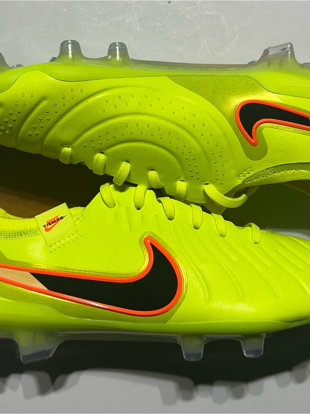 Nike Volt Soccer Cleats with Black & Orange Swoosh